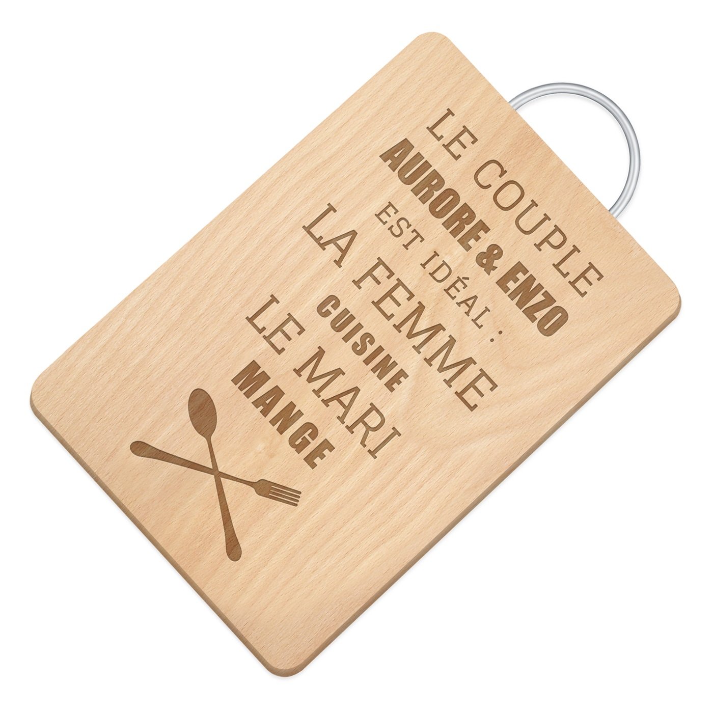 Murrano Personalized Wooden Cutting Board with Metal Handle for Couple's Wedding Anniversary
