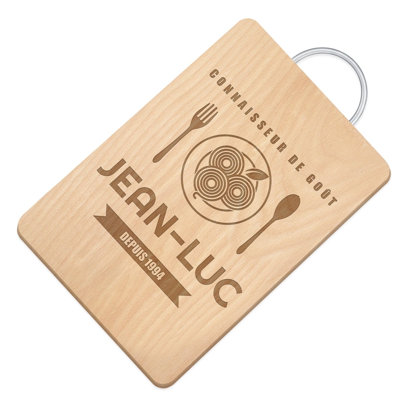 Murrano Wood Cutting Board with Metal Handle and Personalized Engraving for Brother