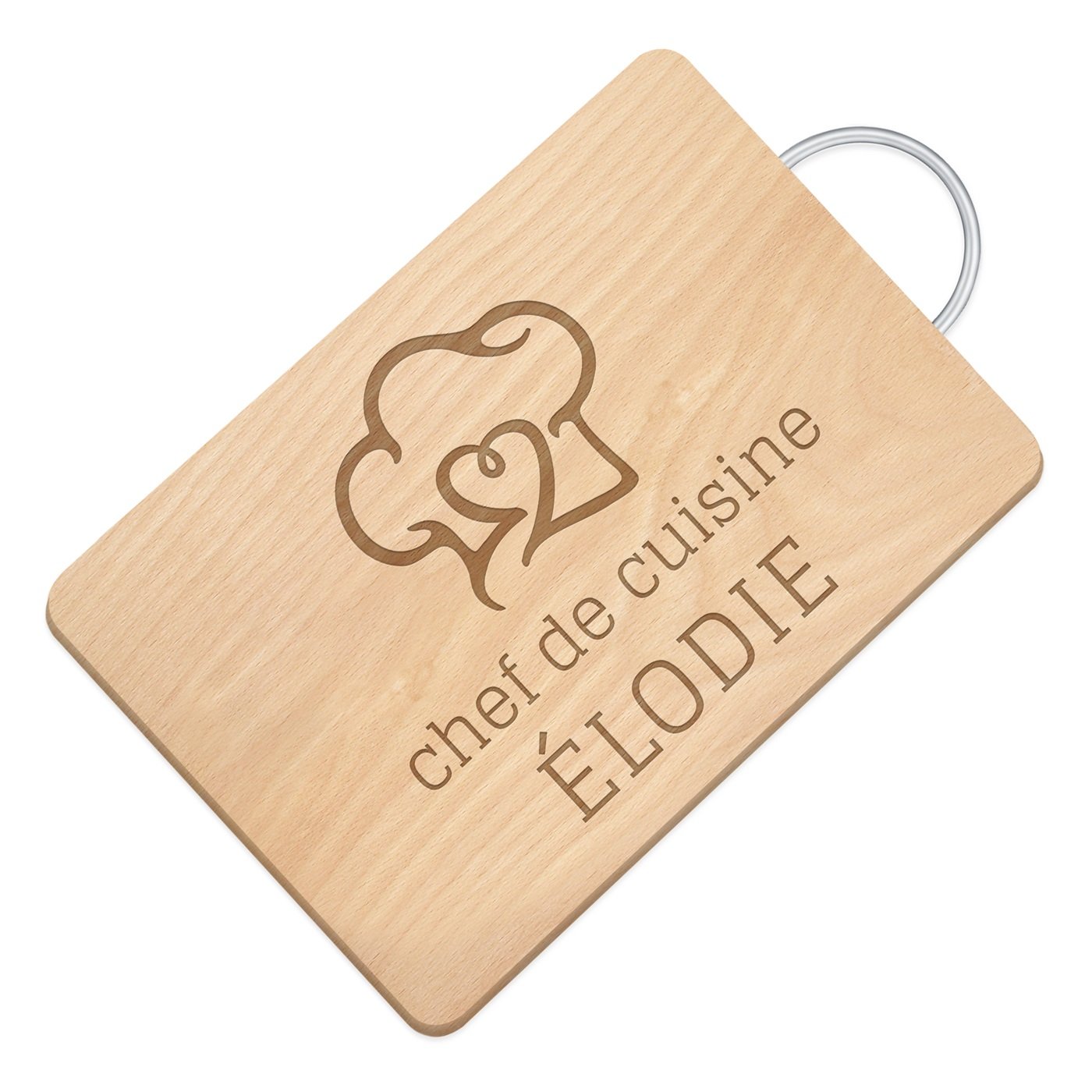 Murrano Wooden Cutting Board with Metal Handle and Personalized Engraving for Women on Valentine's Day