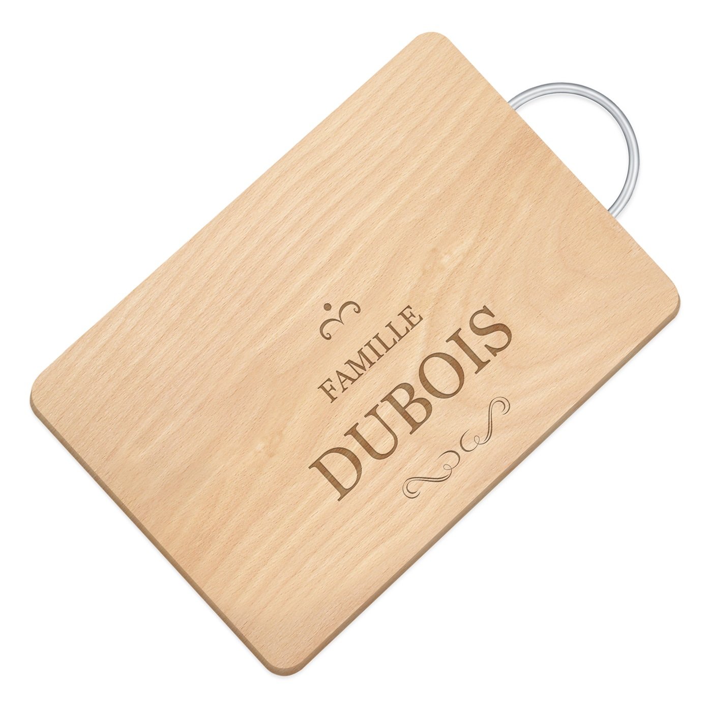 Murrano Wooden Cutting Board with Metal Handle and Wedding Engraving