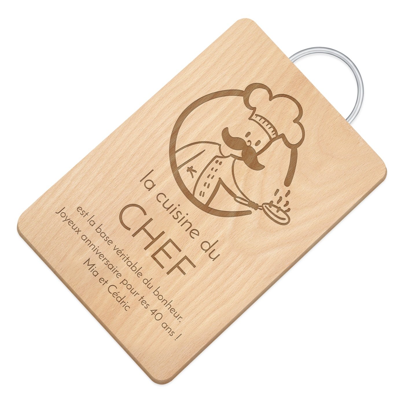 Murrano Personalized Wooden Cutting Board with Metal Handle for His 40th Birthday