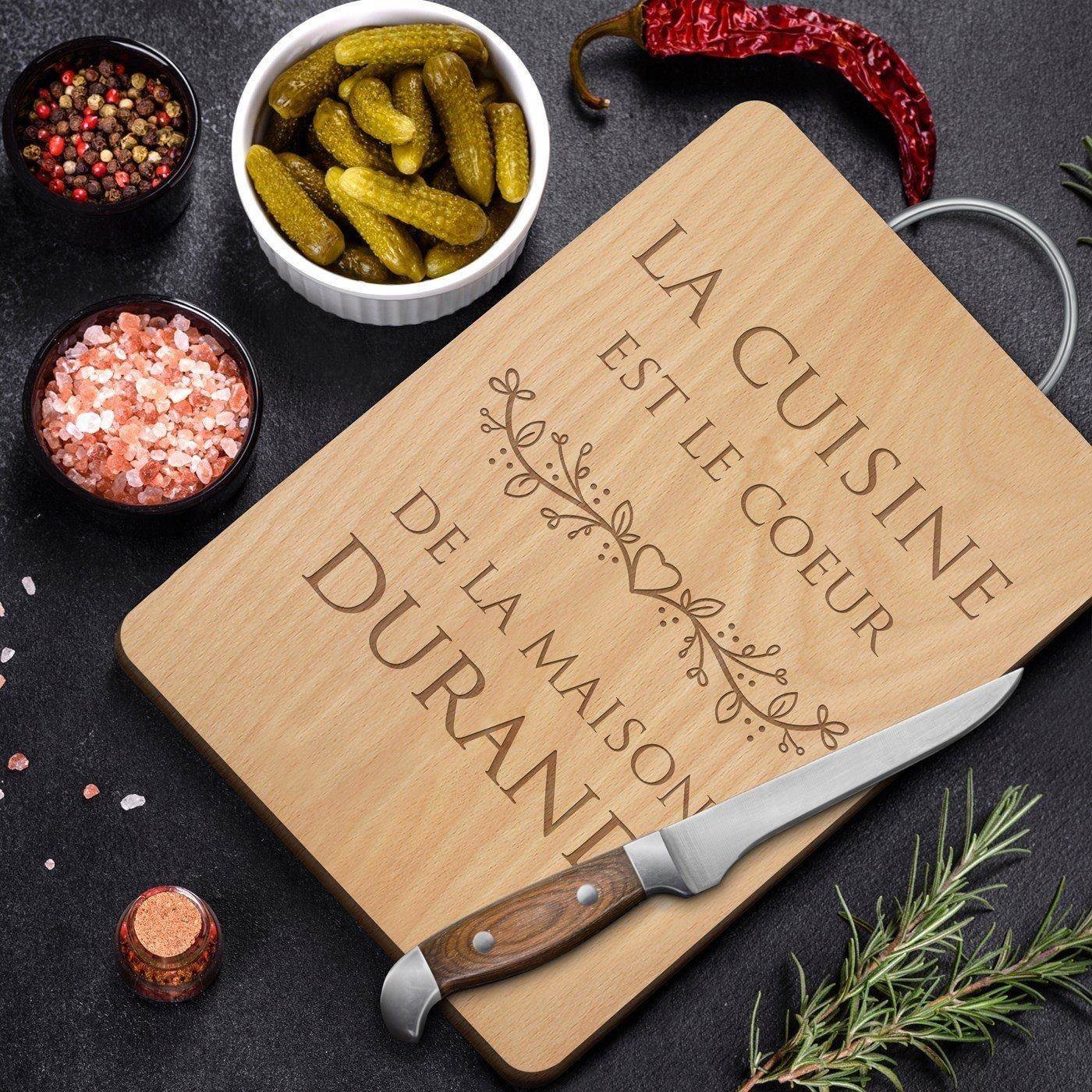 Murrano Personalized Wooden Cutting Board with Metal Handle for Friends on Wedding Anniversary