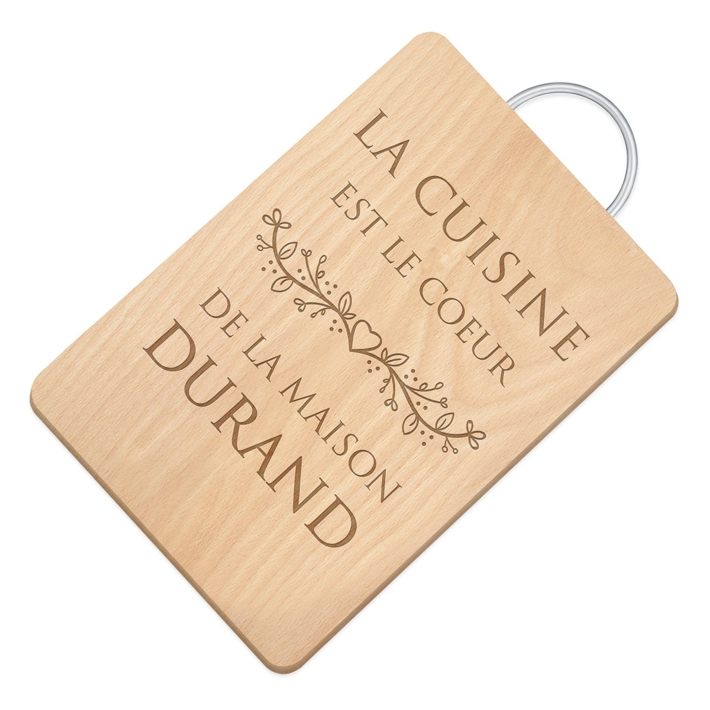 Murrano Personalized Wooden Cutting Board with Metal Handle for Friends on Wedding Anniversary
