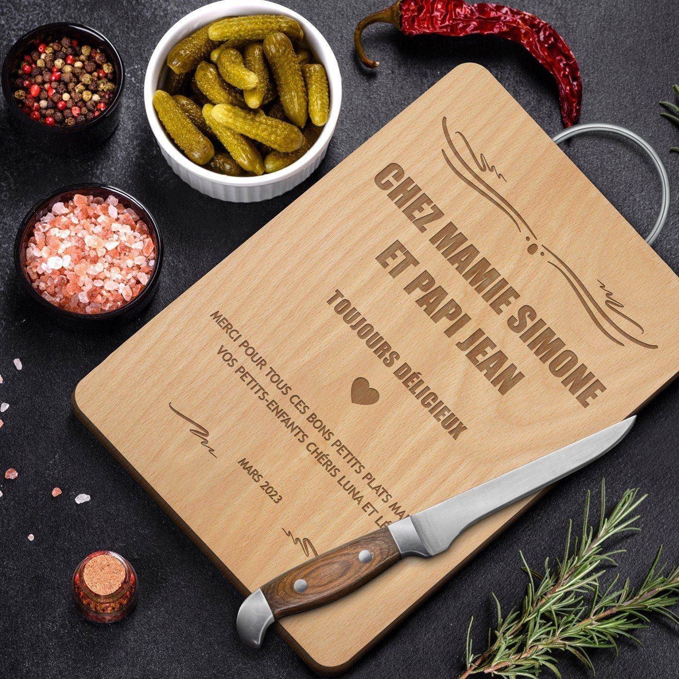 Murrano Personalized Wooden Cutting Board with Metal Handle
