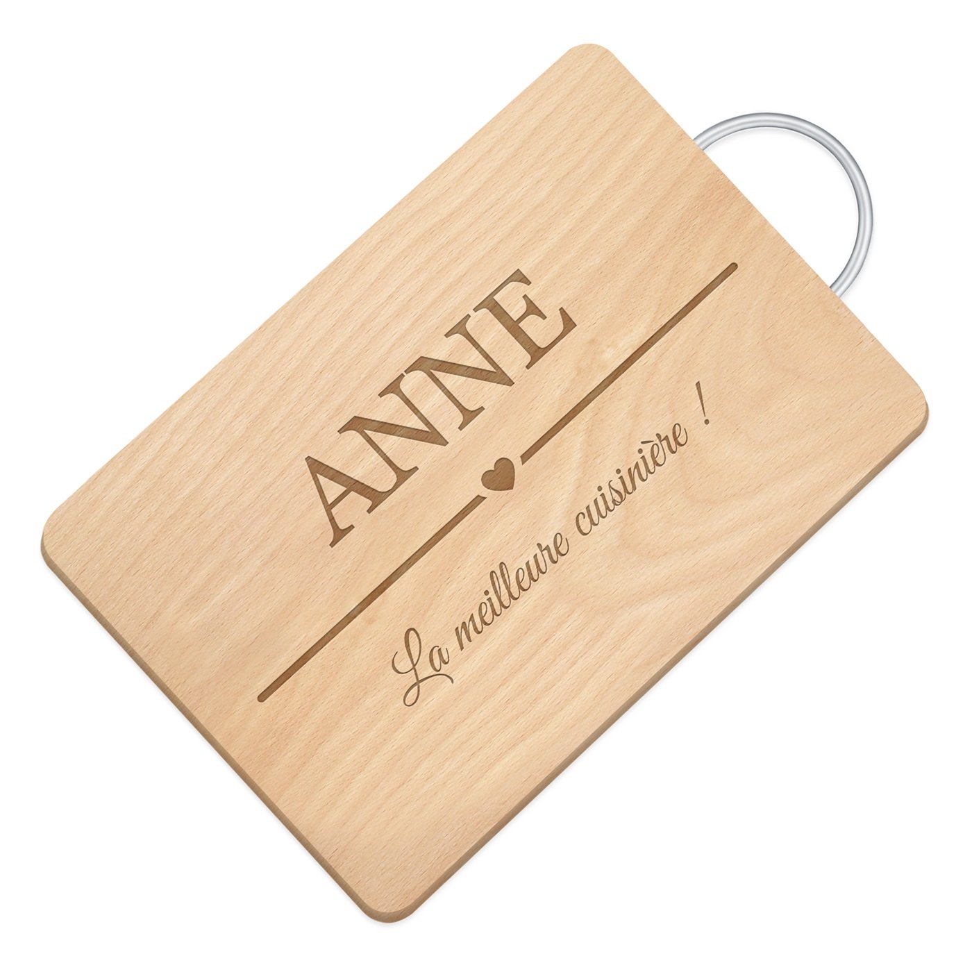 Murrano Wood Cutting Board with Metal Handle and Personalized Engraving for a Girlfriend on Valentine's Day