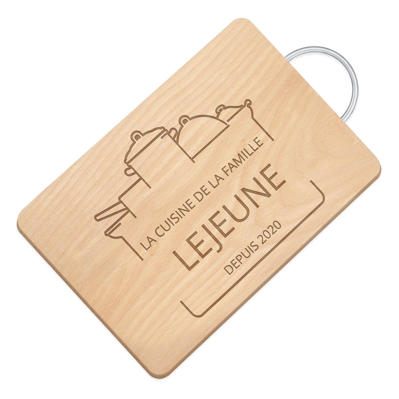 Murrano Wooden Cutting Board with Metal Handle, Personalized for Friends or Grandparents