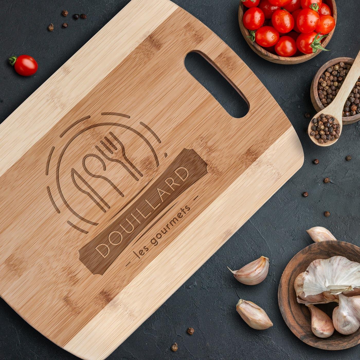 Murrano Customizable Bamboo Cutting Board for a Housewarming Party