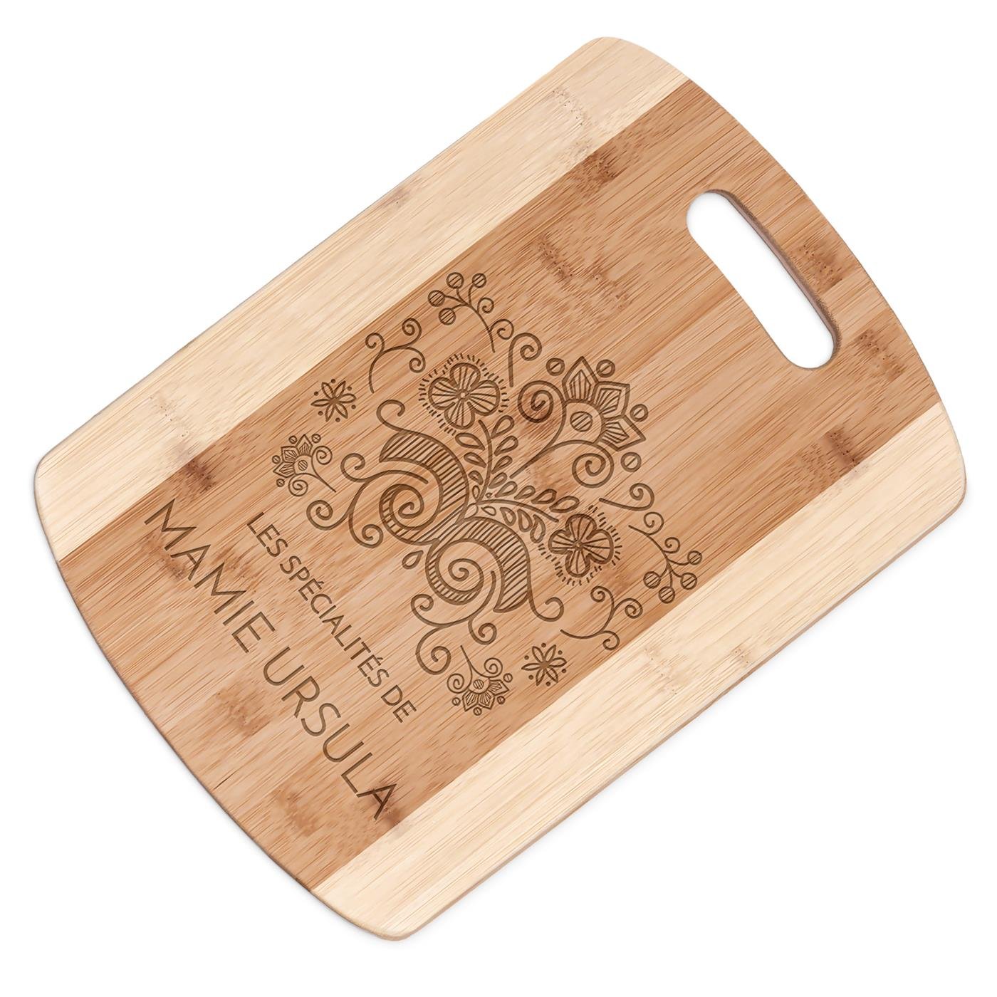 Planche à découper en bambou Murrano avec personnalisation pour l'anniversaire de mamie