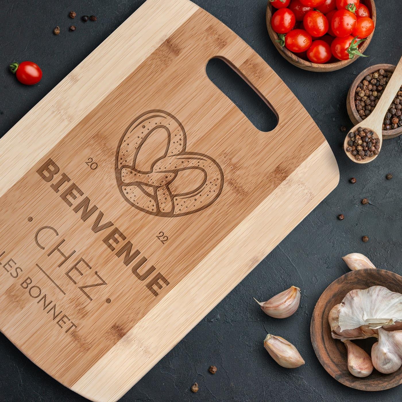 Murrano Personalized Bamboo Cutting Board for Couples