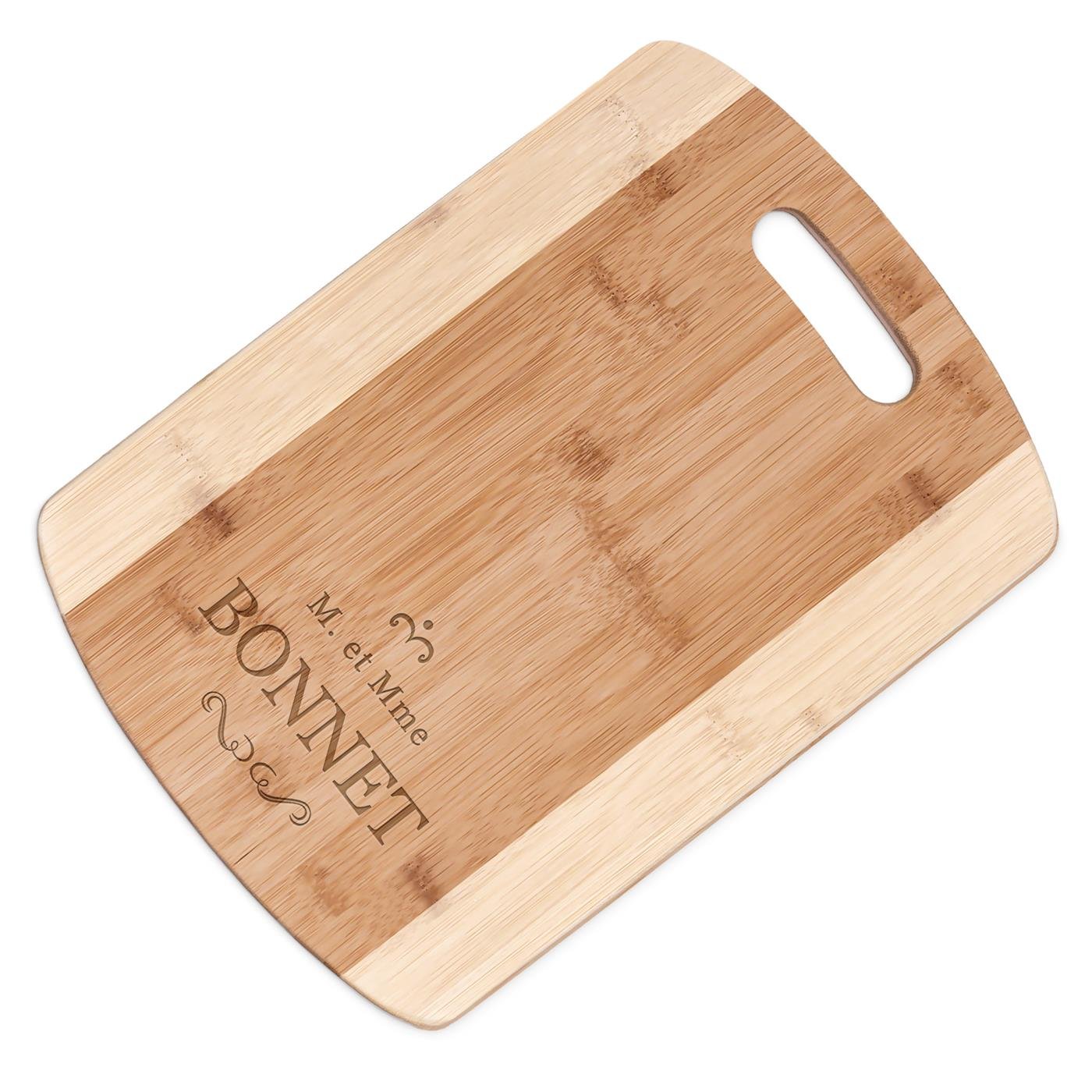 Planche à découper en bambou personnalisable Murrano pour un couple