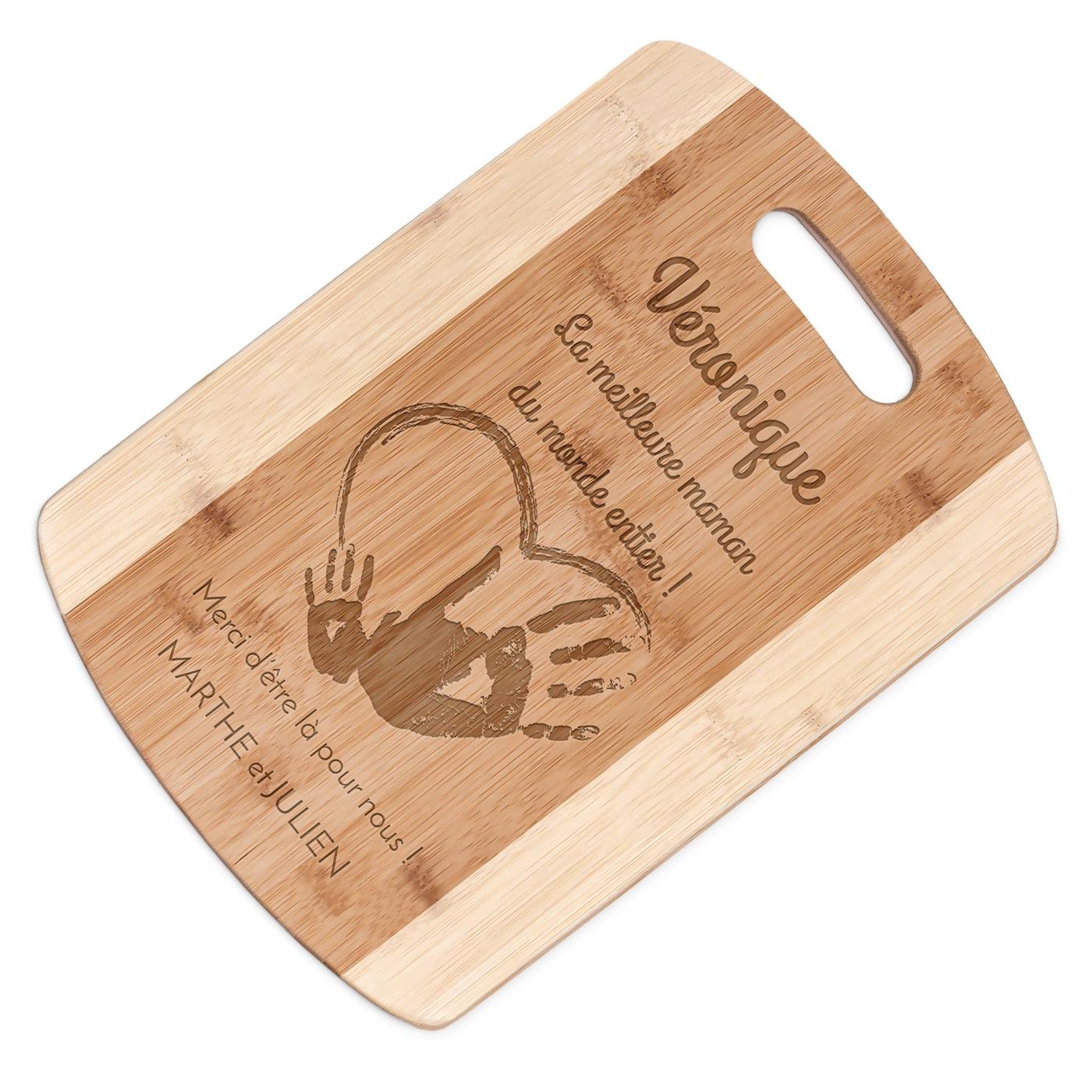 Planche à découper en bambou personnalisable Murrano pour remerciement maman