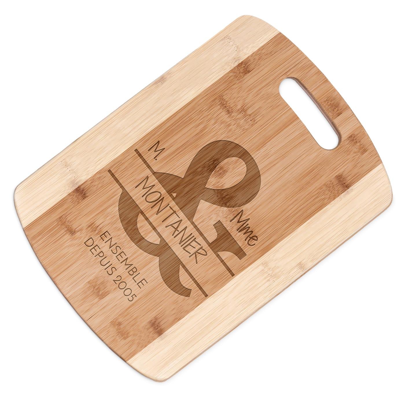 Planche à découper en bambou Murrano personnalisée pour un anniversaire de mariage des parents