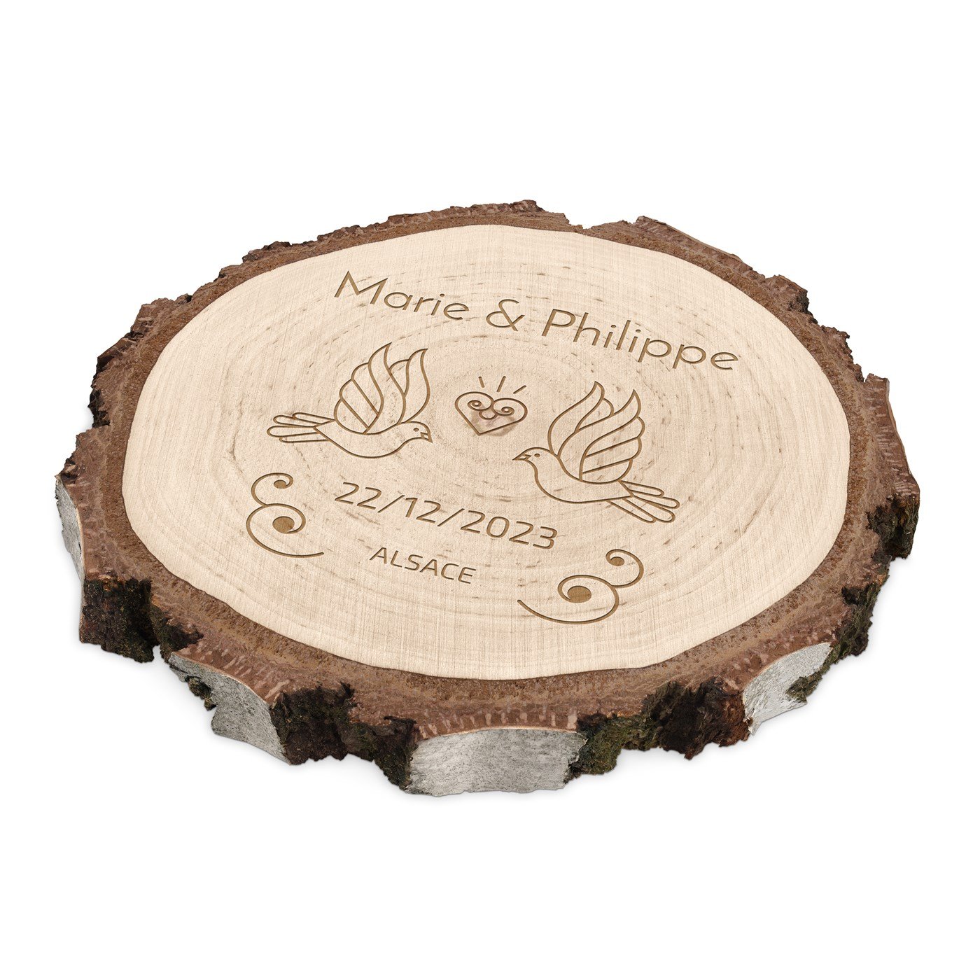 Regalo de boda: Rondín de madera Murrano con grabado para pareja