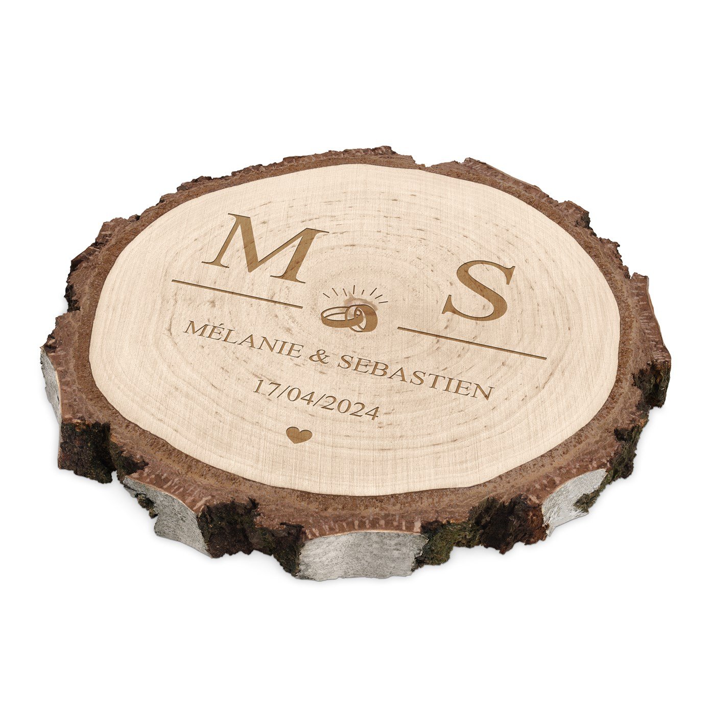 Murrano Customized Wood Log for Wedding Gift - Him and Her