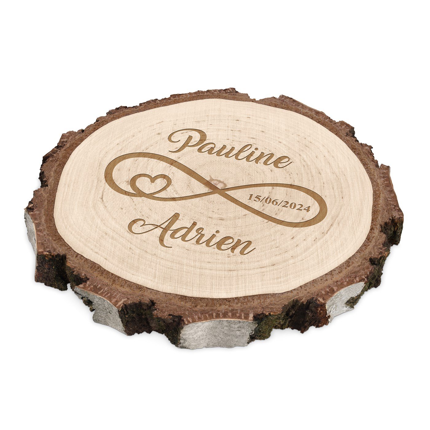 Customized Wood Log for the Bridegroom and Bride