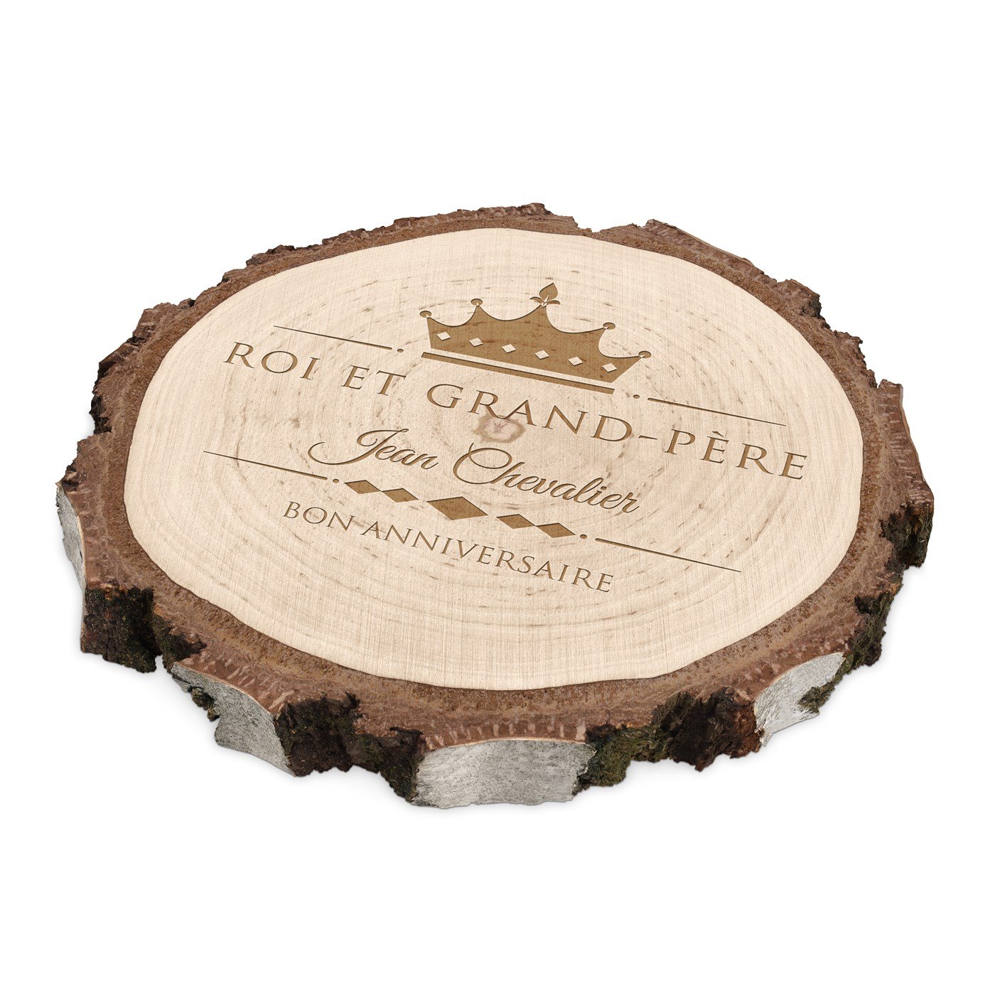 Murrano Personalized Wood Log with Engraving for Grandparent's Birthday