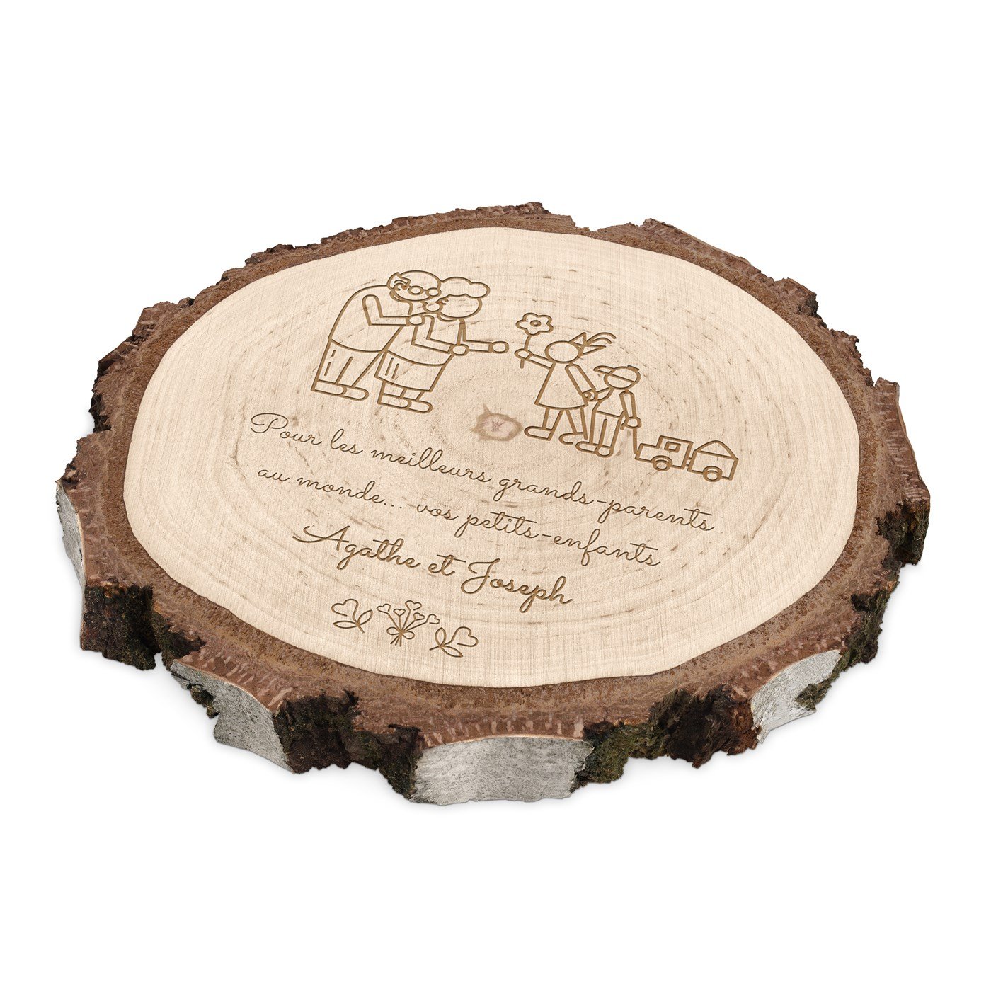 Murrano Personalized Wood Log for Grandparents Wedding Anniversary