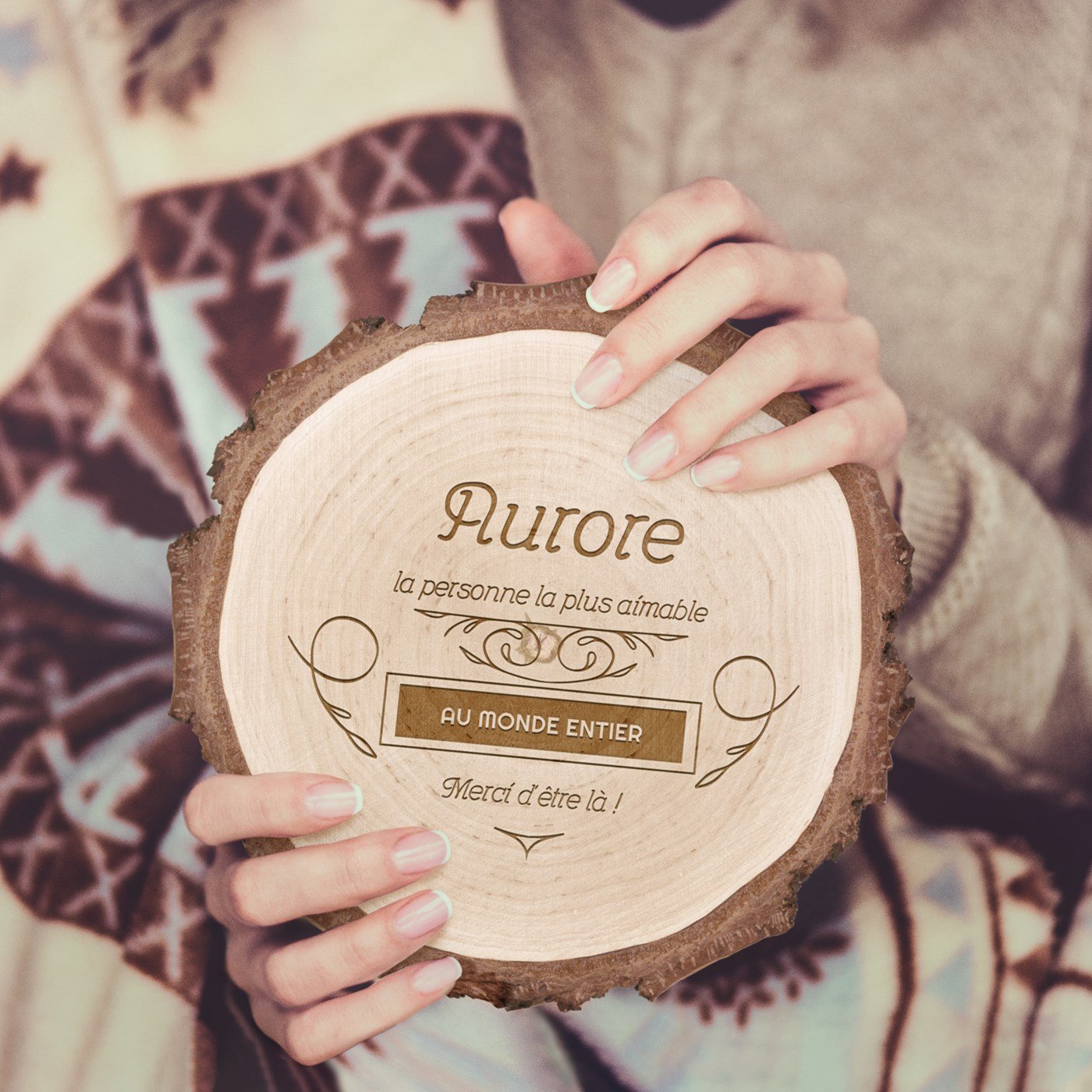 Logro de madera personalizado de Murrano para el cumpleaños de una mujer