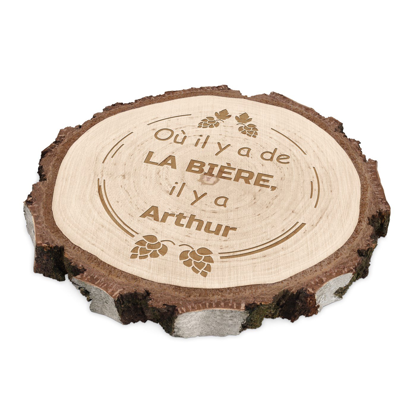 Murrano Personalized Wood Log with Engraving for a Friend's Birthday