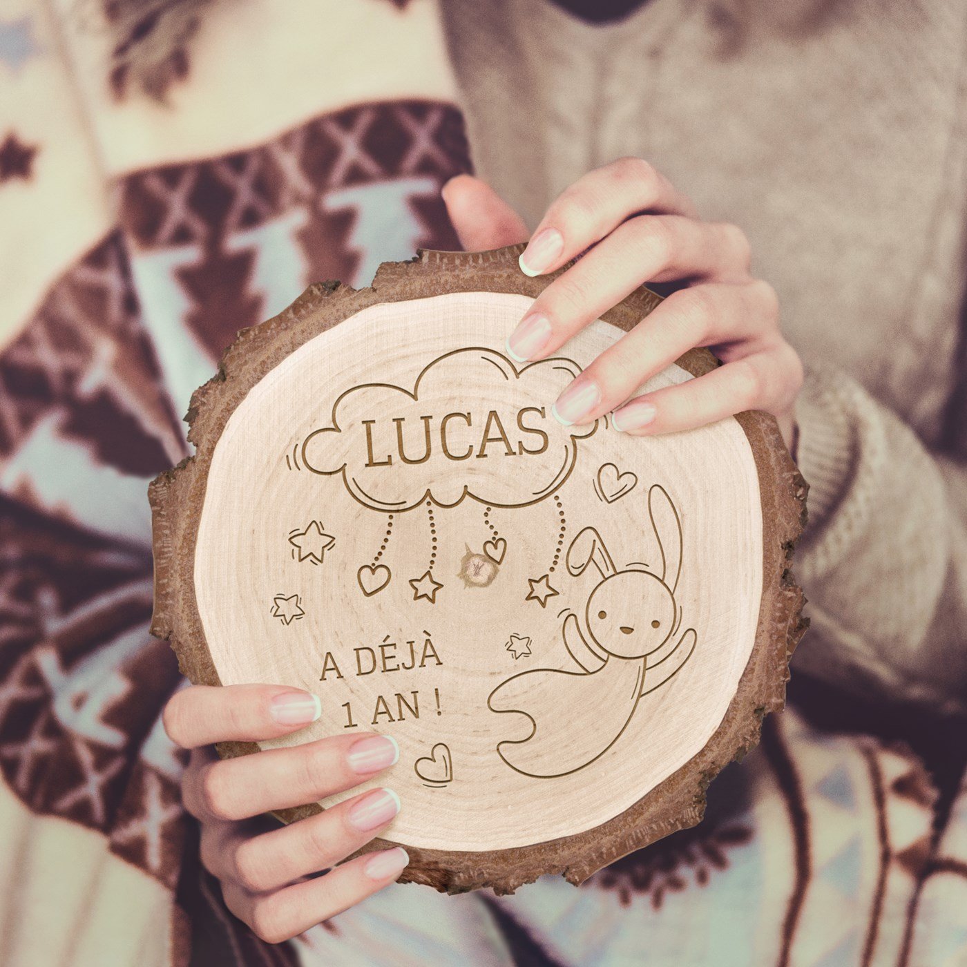 Ronda de madera personalizada para el primer cumpleaños de un niño