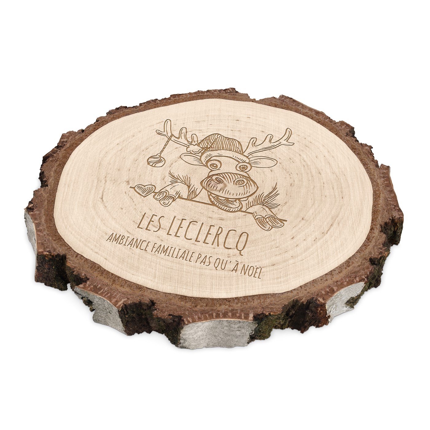 Madera de leña personalizada con grabado para padres en Navidad