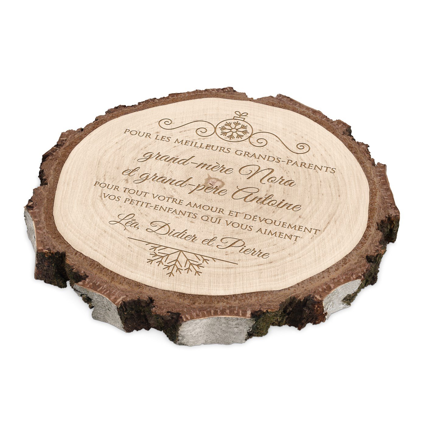 Rodillo de madera personalizado para abuelos en Navidad