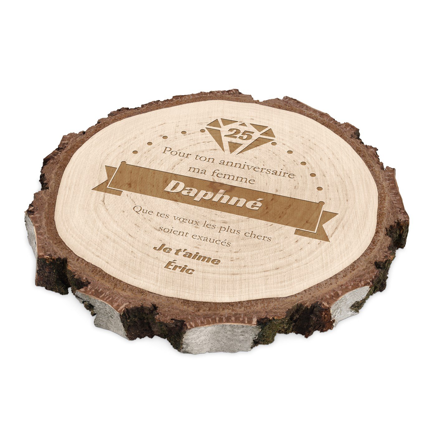 Logro de madera personalizado Murrano para el cumpleaños número 25 de una mujer