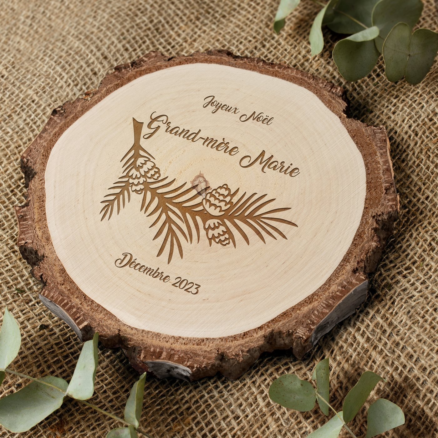 Madera de leña personalizada para la abuela en Navidad