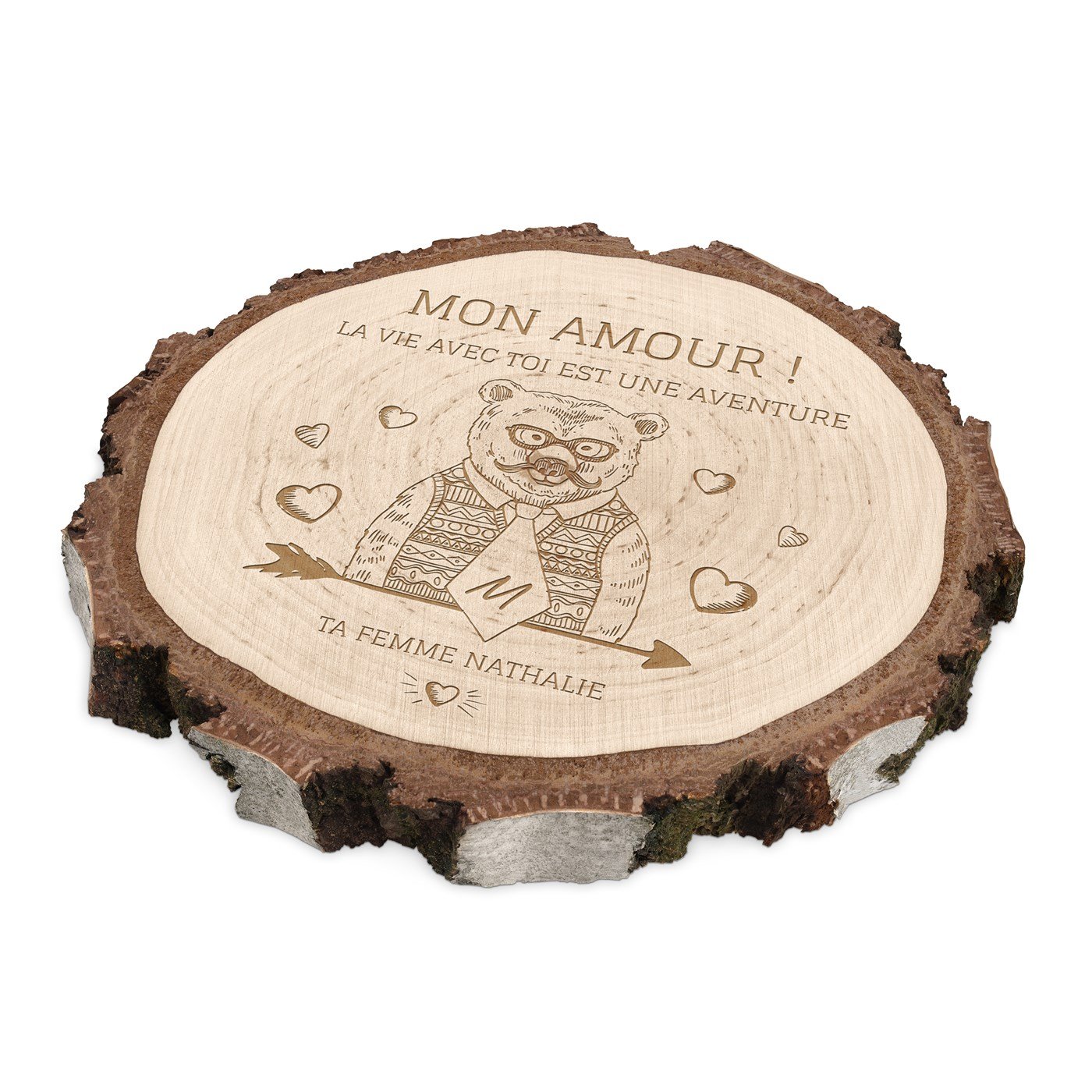 Búho de madera personalizado para marido para el Día de San Valentín