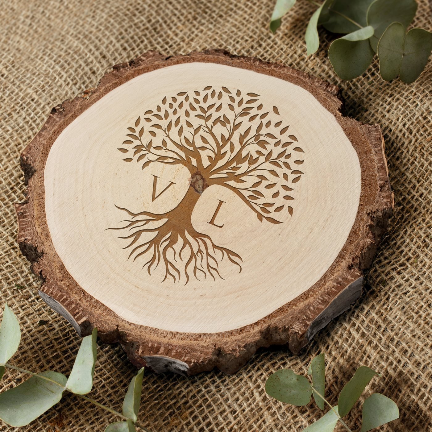 Personalized Wood Log for Her and Him - Anniversary Gift