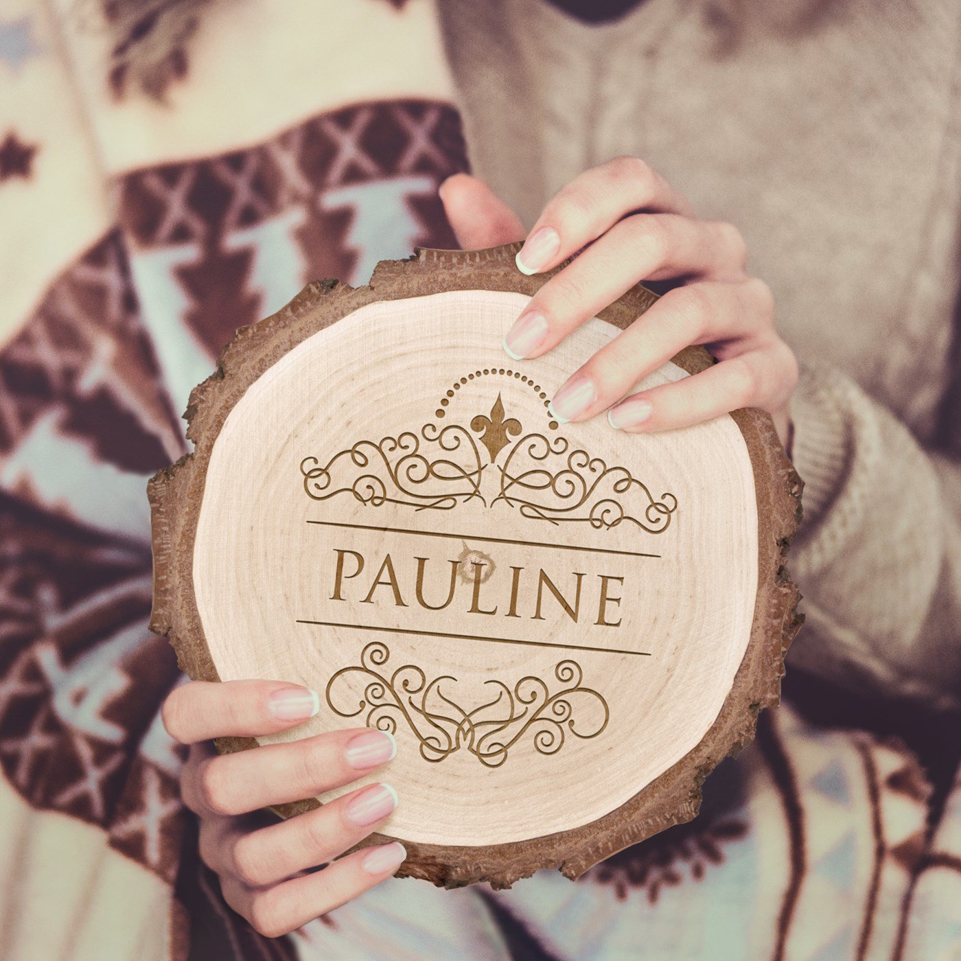 Murrano Wood Log with Engraving for Women's Day