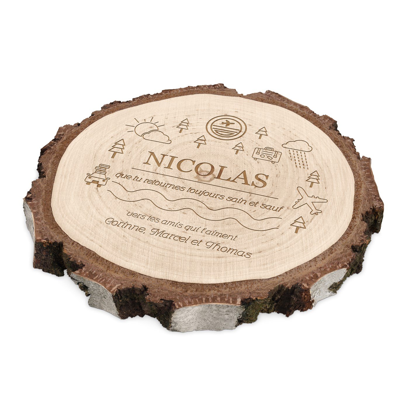 Murrano Wood Log with Engraving for a Friend's Birthday