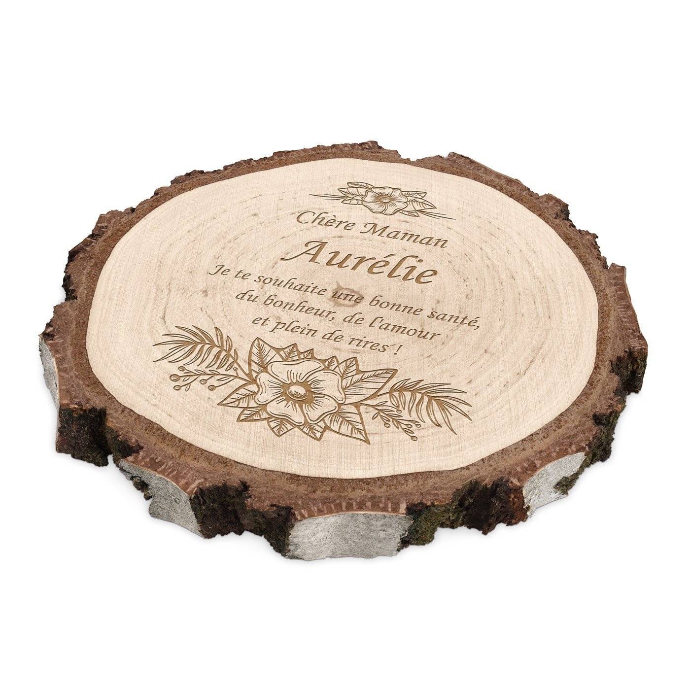 Murrano Wood Log with Engraving for Mom's Birthday
