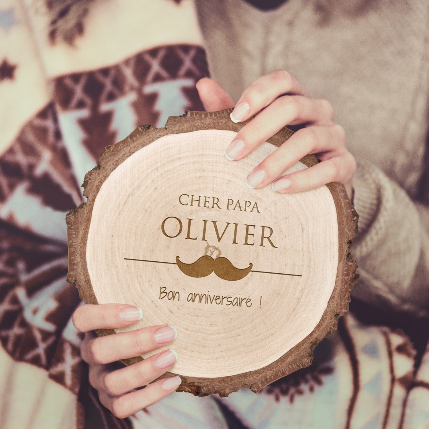 Personalized Wood Log for Dad's Birthday