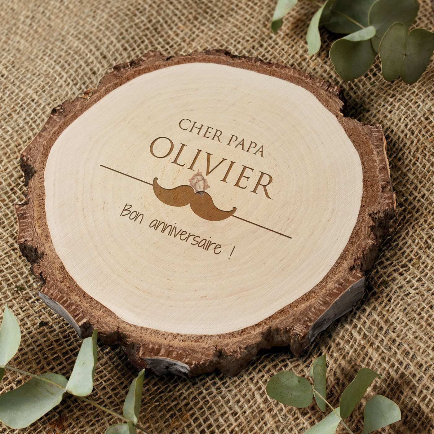 Personalized Wood Log for Dad's Birthday