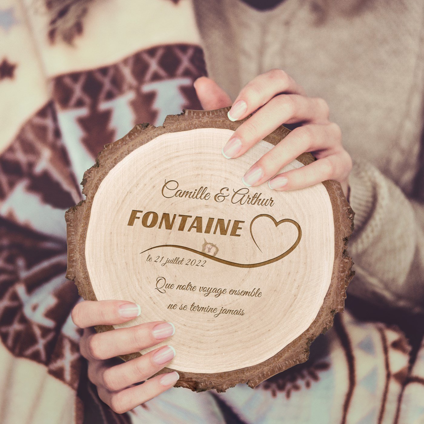 Personalized Wood Log for Newlyweds
