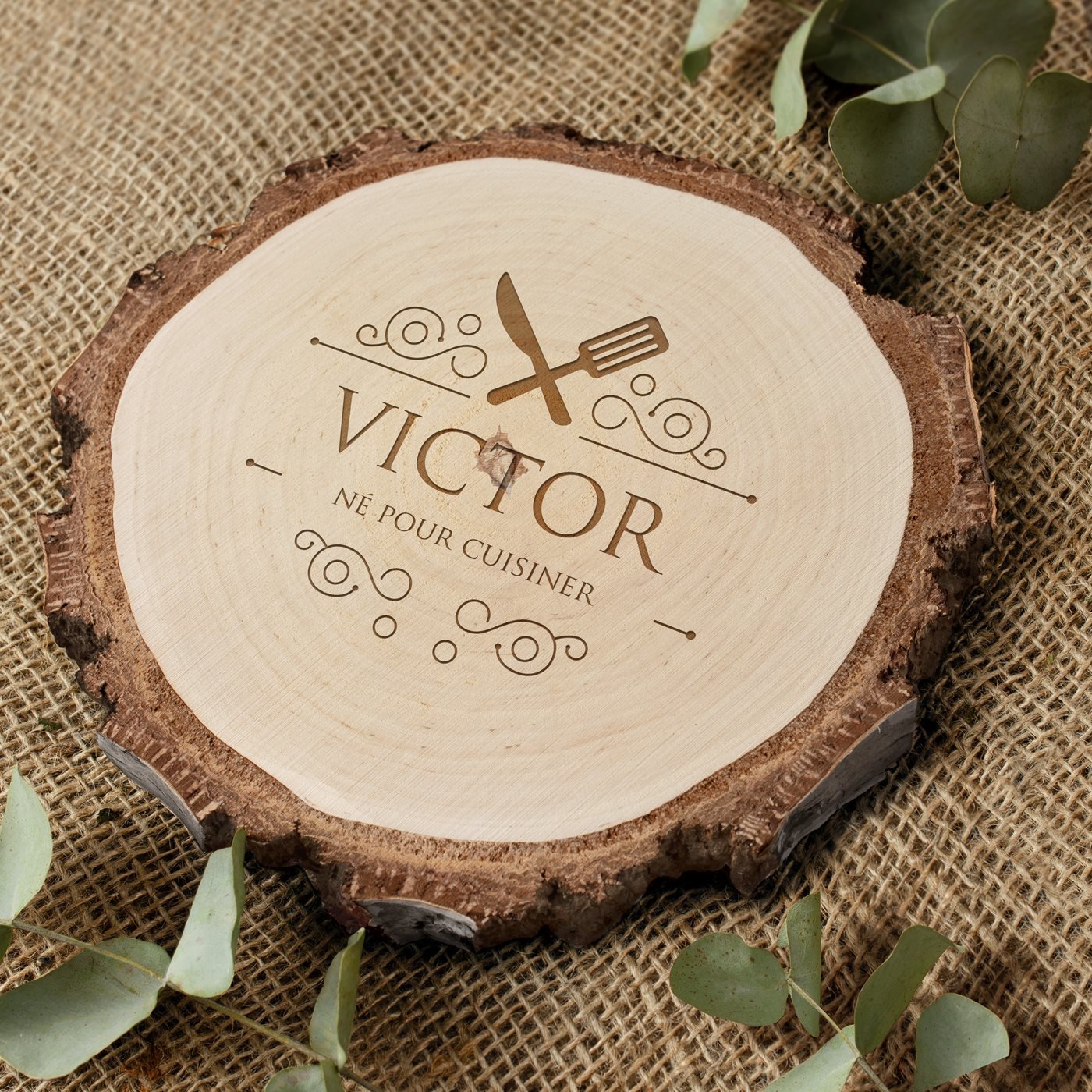 Personalized Wood Log with Engraving for Father's Day