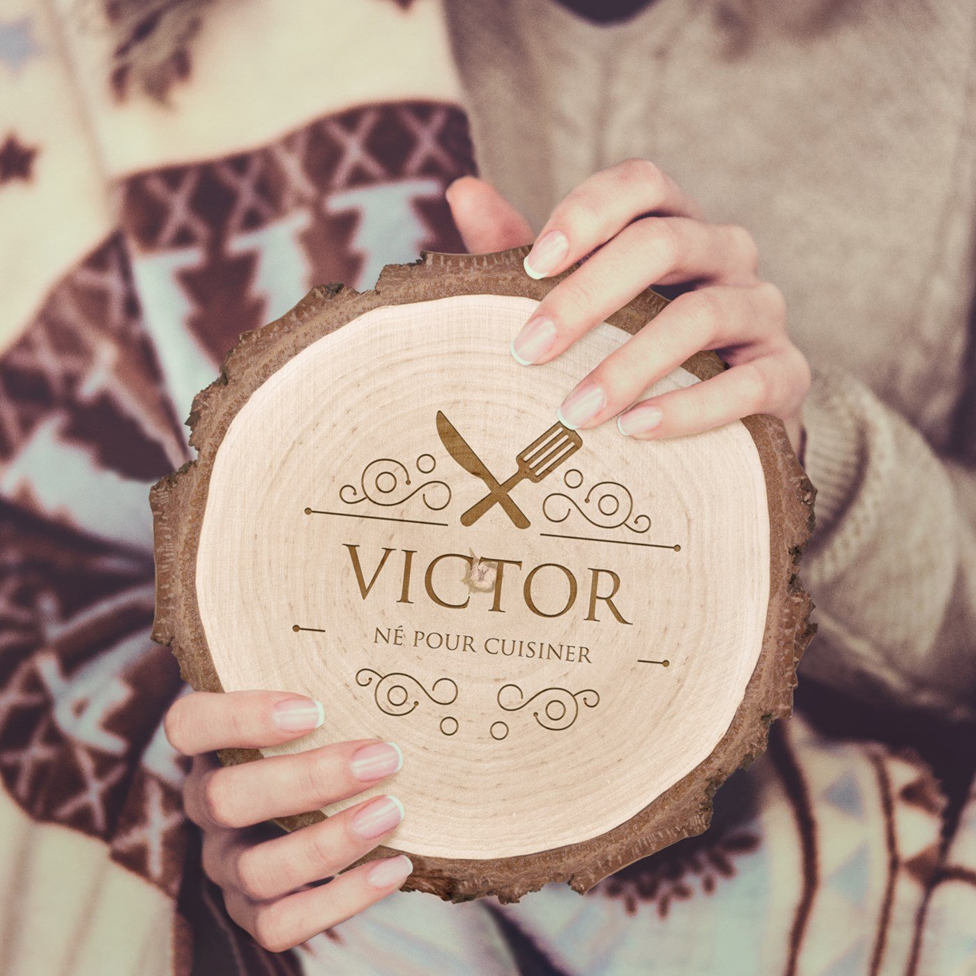 Personalized Wood Log with Engraving for Father's Day