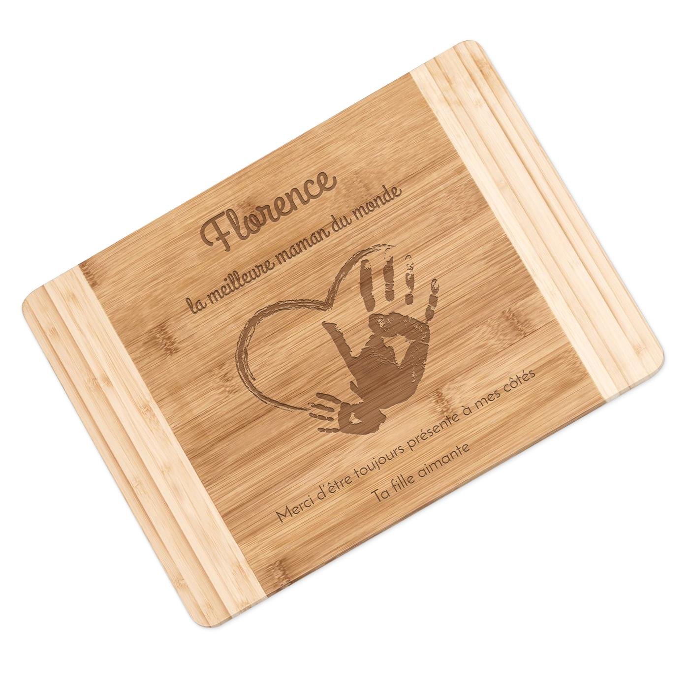 Planche à découper en bambou Murrano - Remerciements maman personnalisée