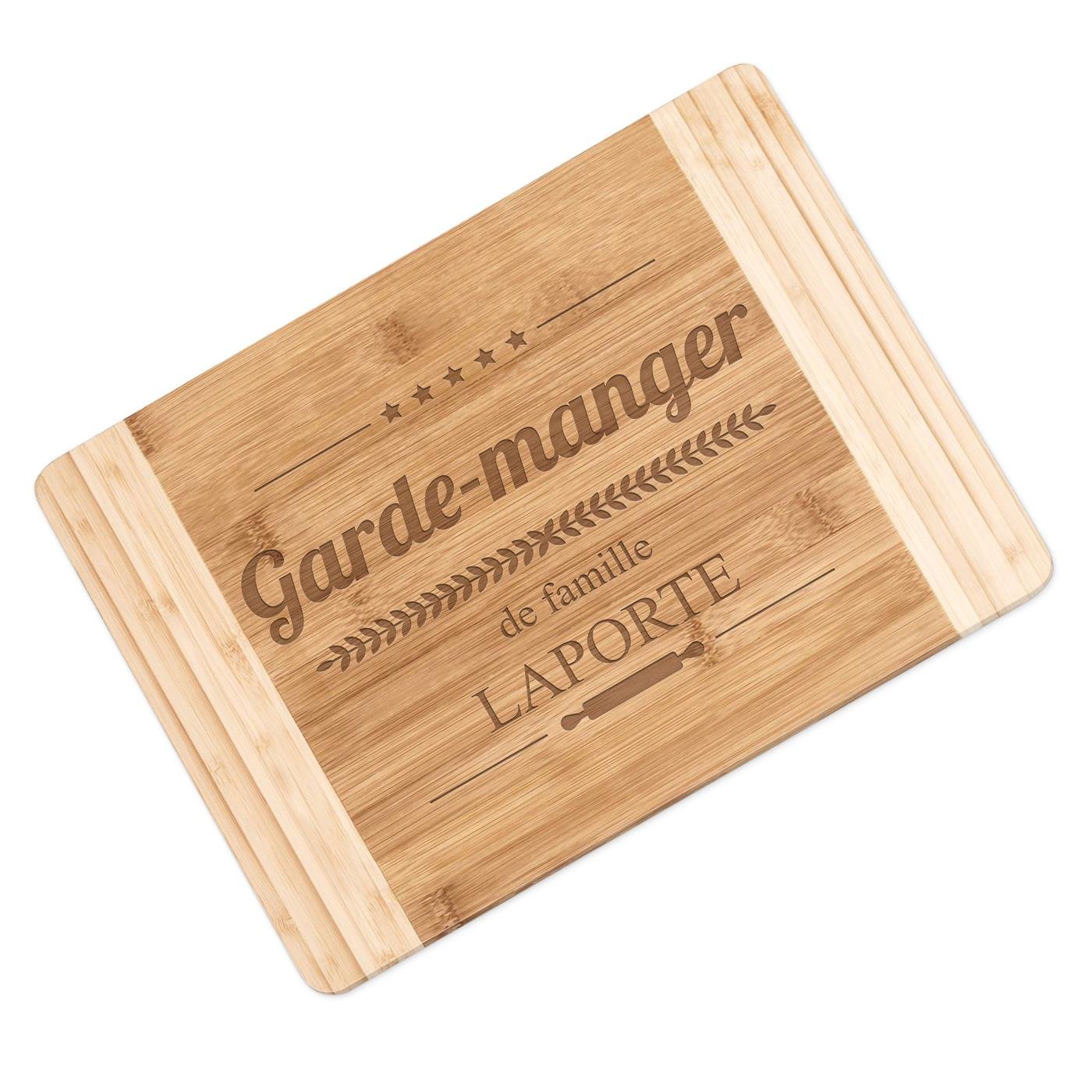 Planche à découper en bambou Murrano avec gravure personnalisée pour famille