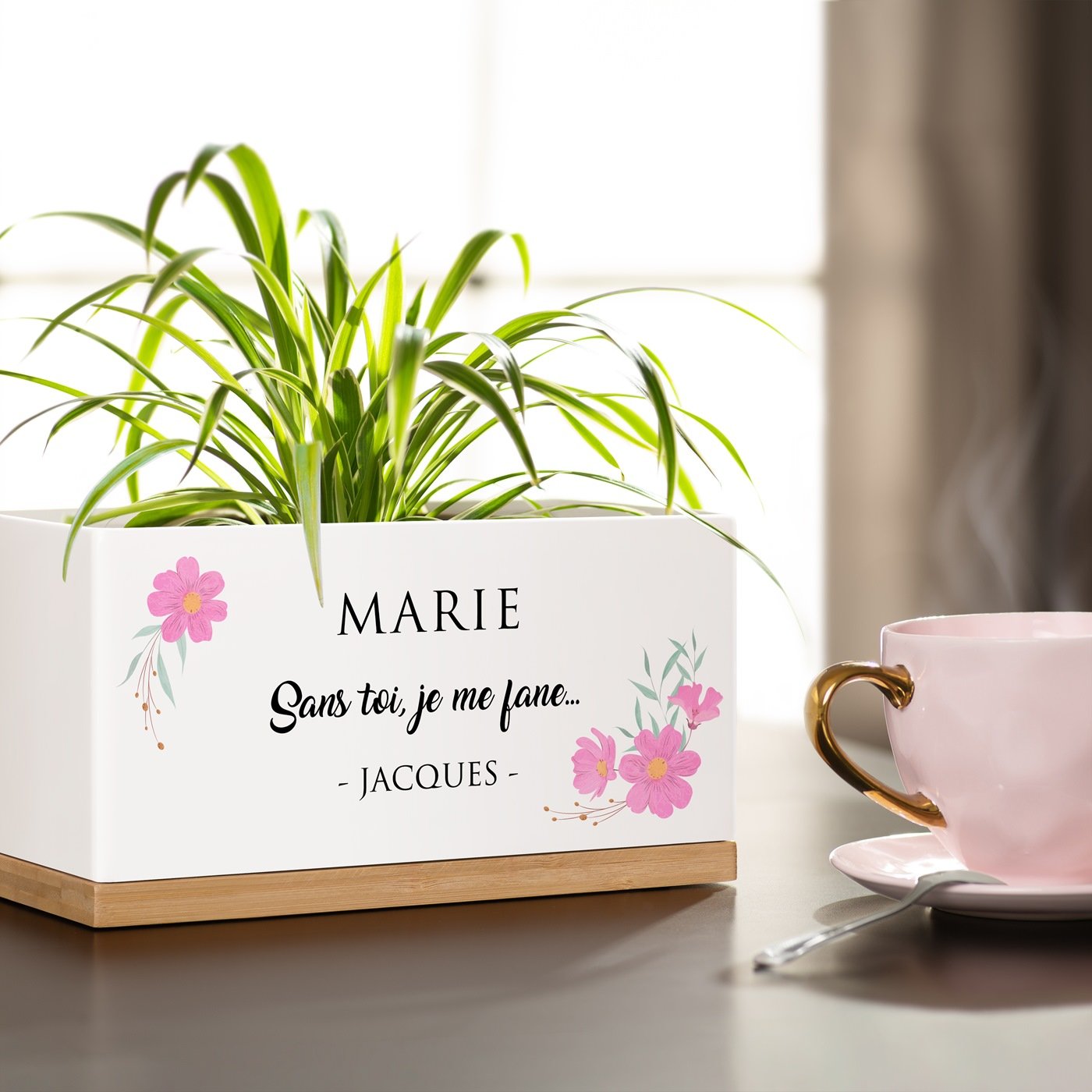 Maceta rectangular de cerámica Murrano con diseño para el Día de San Valentín para mujeres