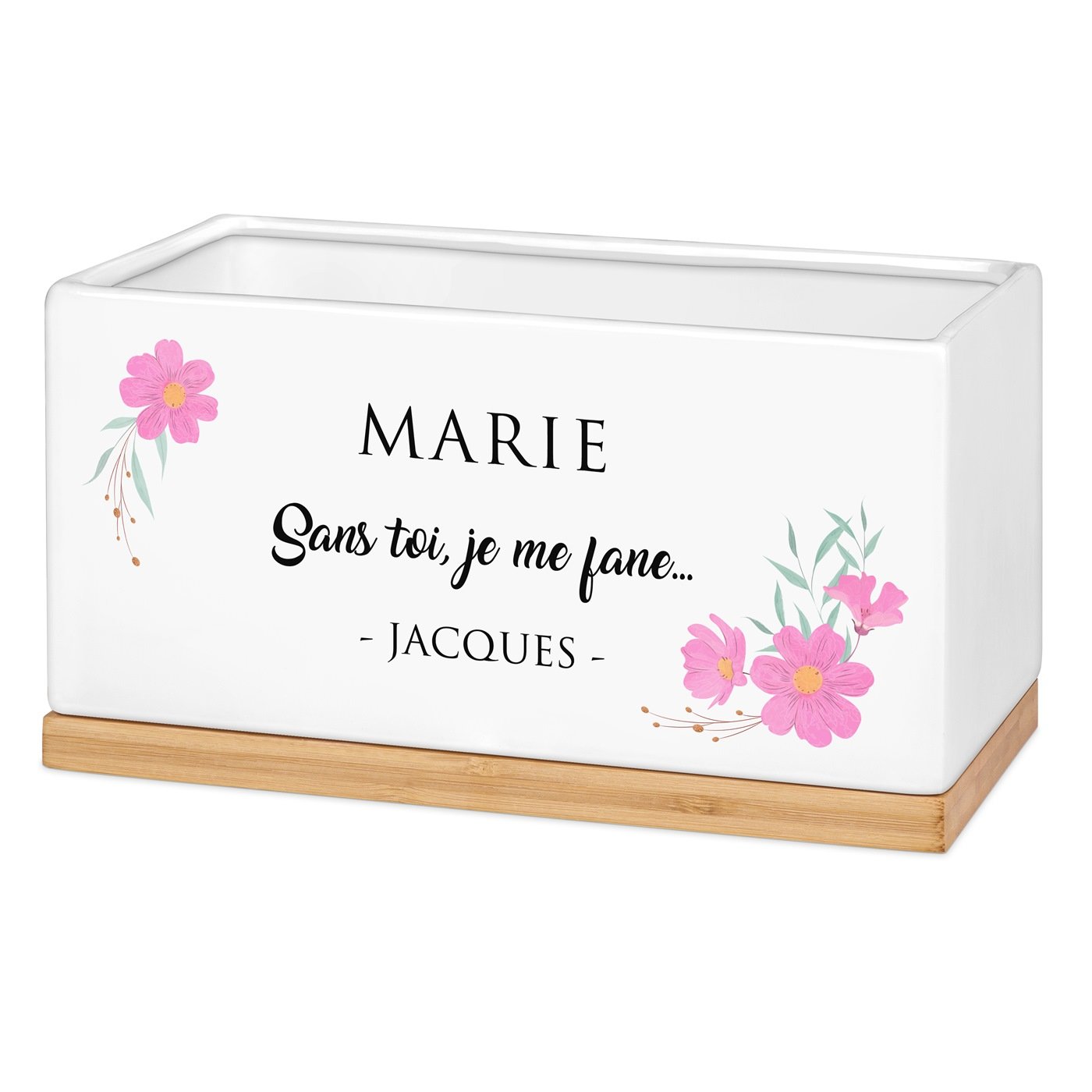 Maceta rectangular de cerámica Murrano con diseño para el Día de San Valentín para mujeres