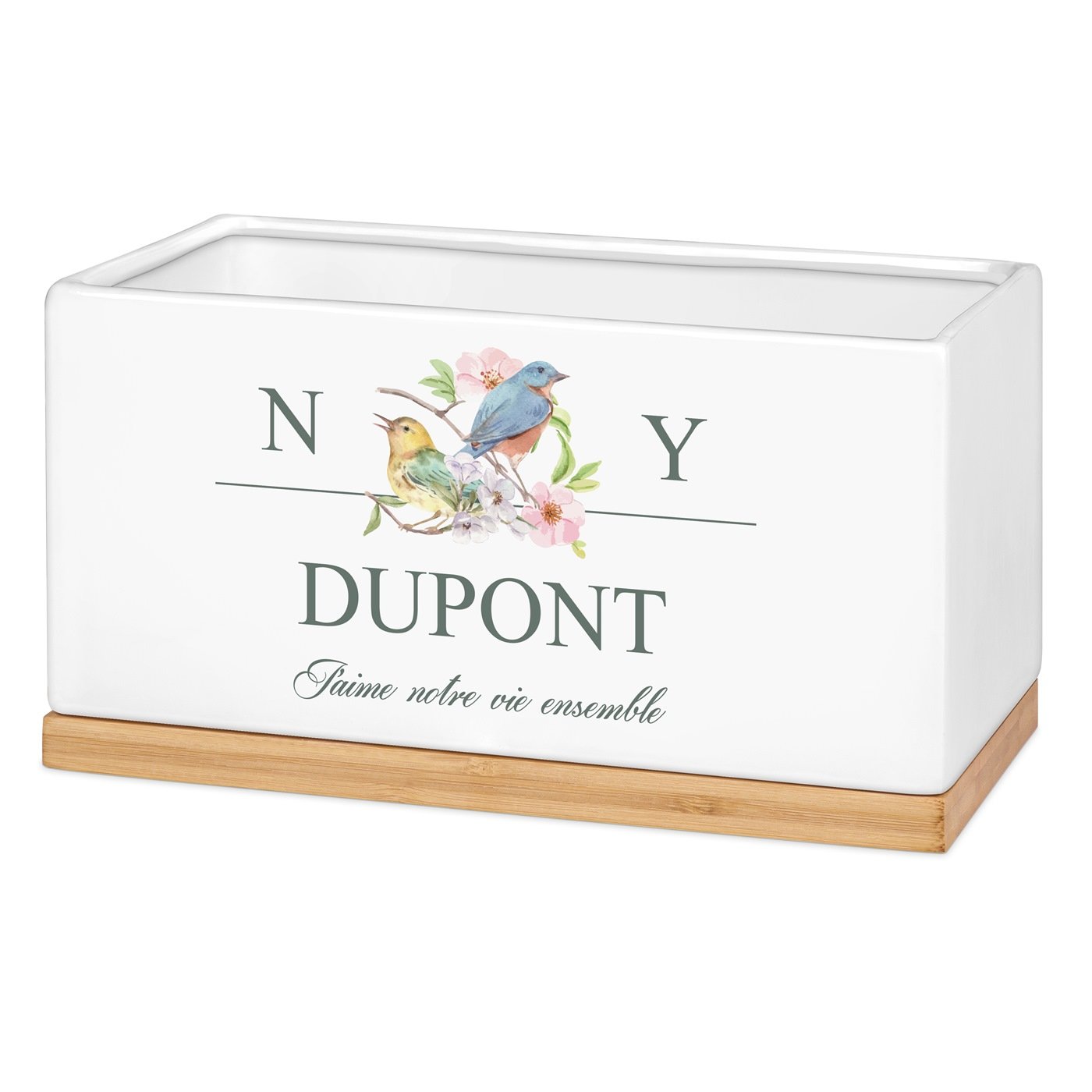 Murrano Rectangular Ceramic Flower Pot with Print for Couple Wedding Anniversary