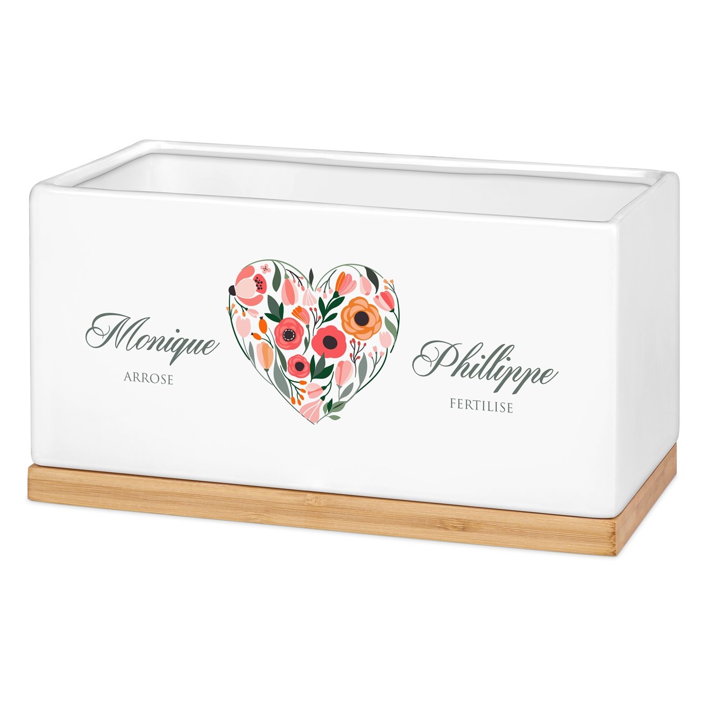 Maceta rectangular de cerámica Murrano para pareja - Regalo para el aniversario de boda