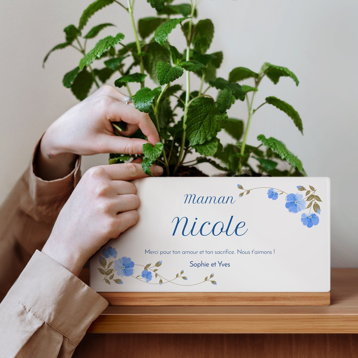 Maceta rectangular de cerámica Murrano - Personalizada para el cumpleaños de mamá