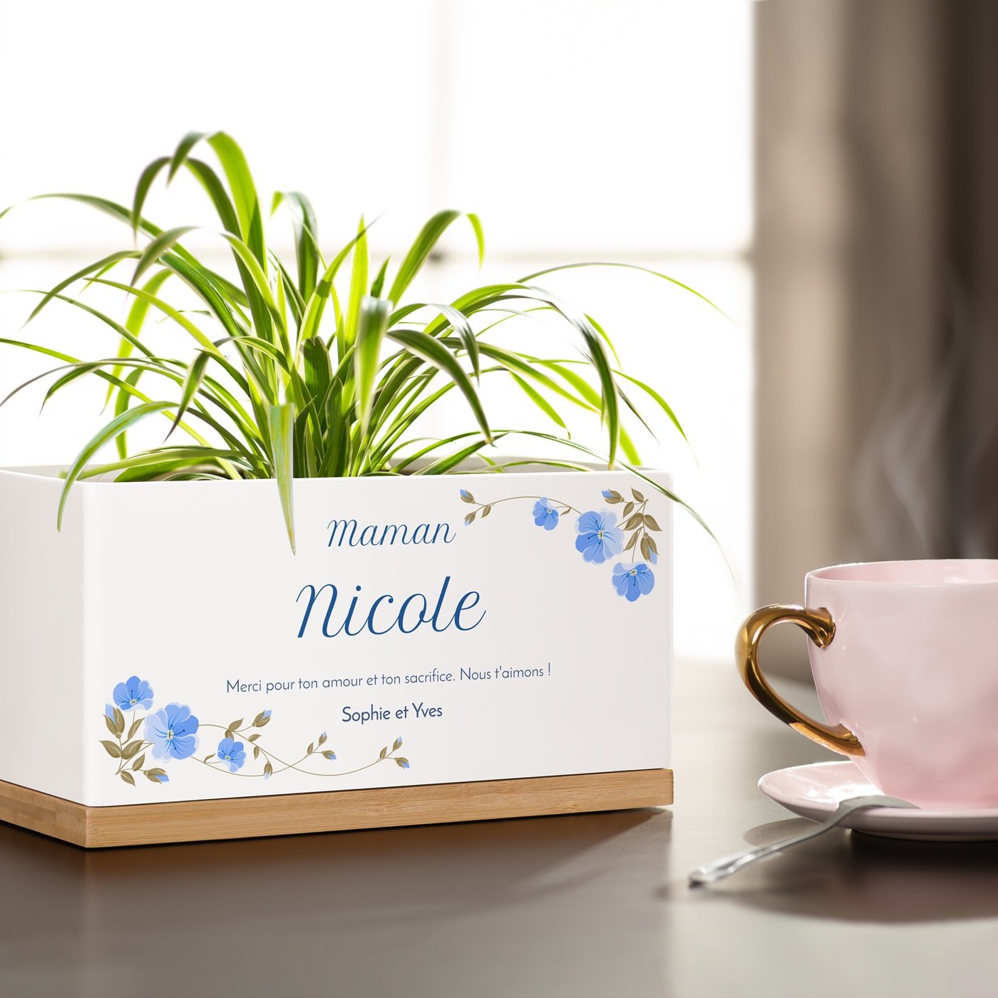 Maceta rectangular de cerámica Murrano - Personalizada para el cumpleaños de mamá
