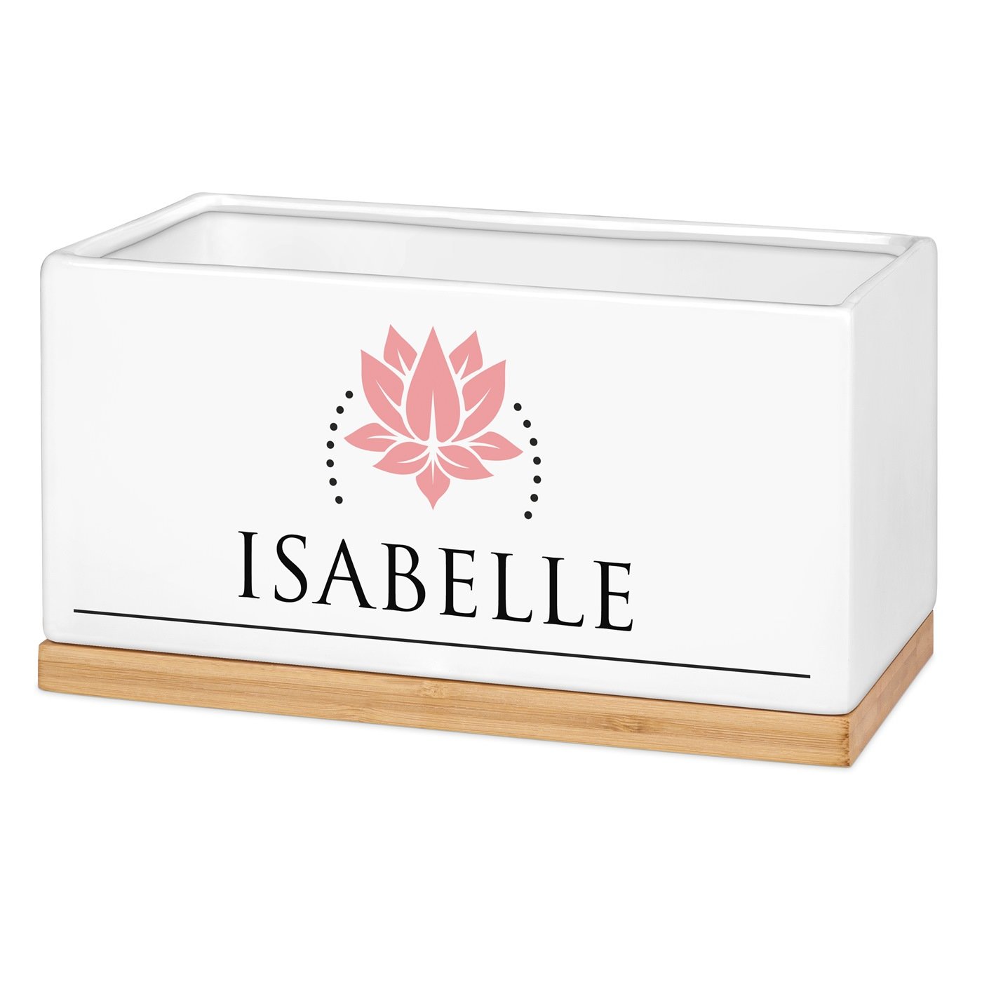 Maceta rectangular de cerámica personalizada para el cumpleaños de una madrina