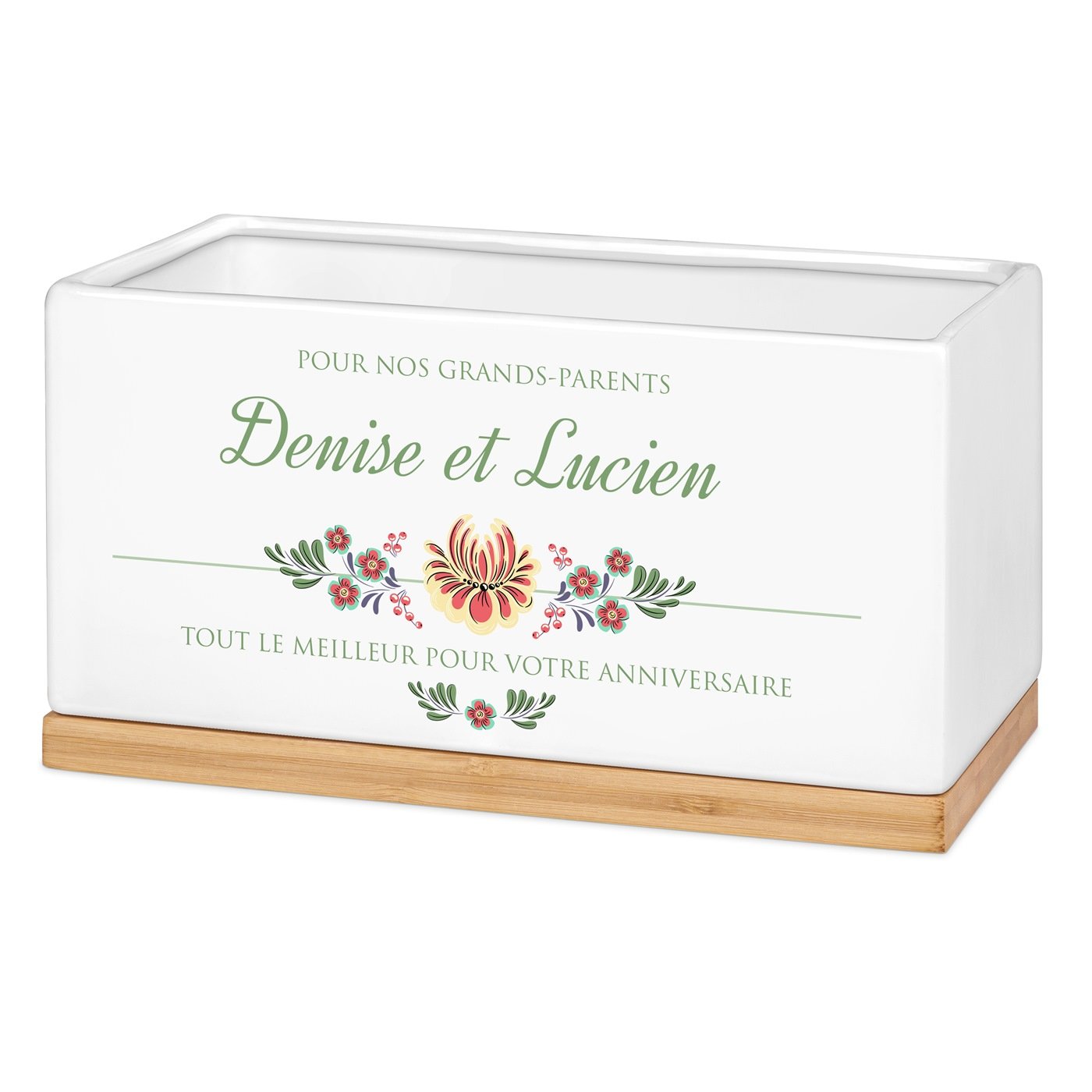 Maceta rectangular de cerámica Murrano - Regalo de aniversario de boda para abuelos