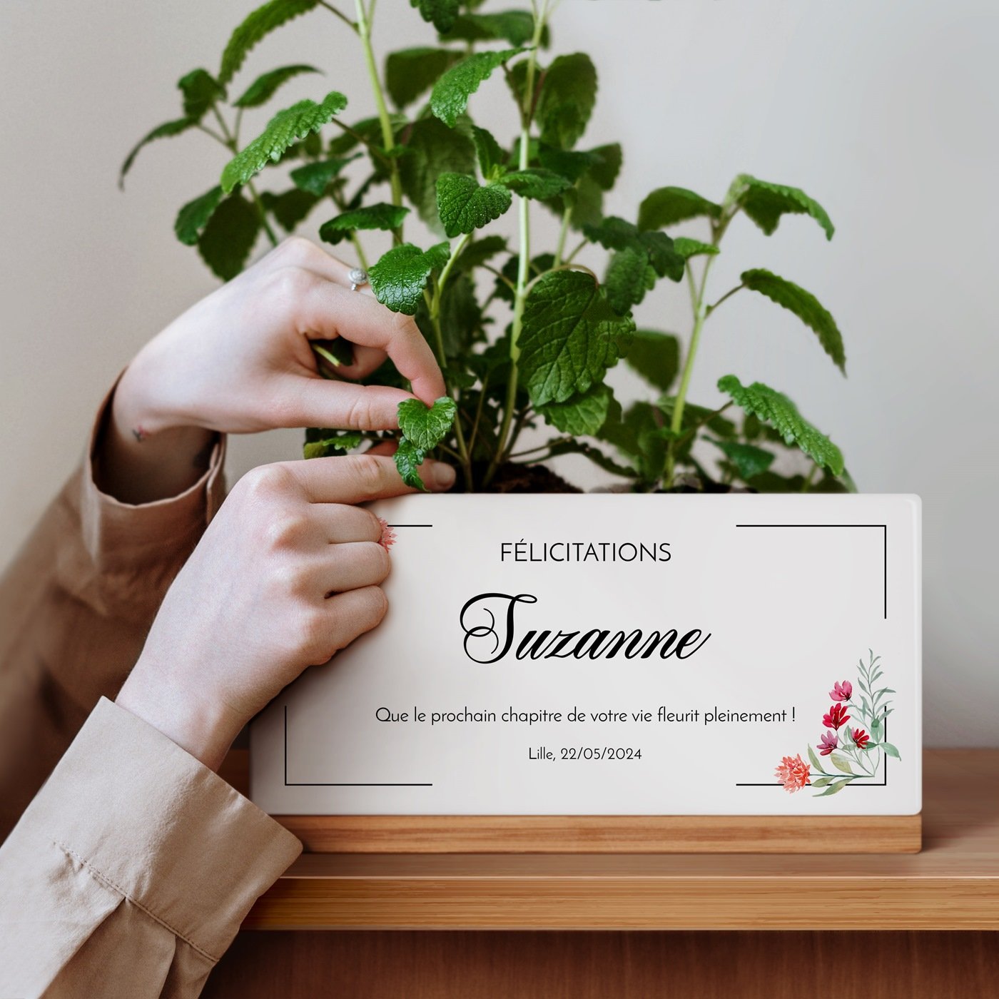 Maceta rectangular de cerámica Murrano con impresión para mujer para promoción de trabajo