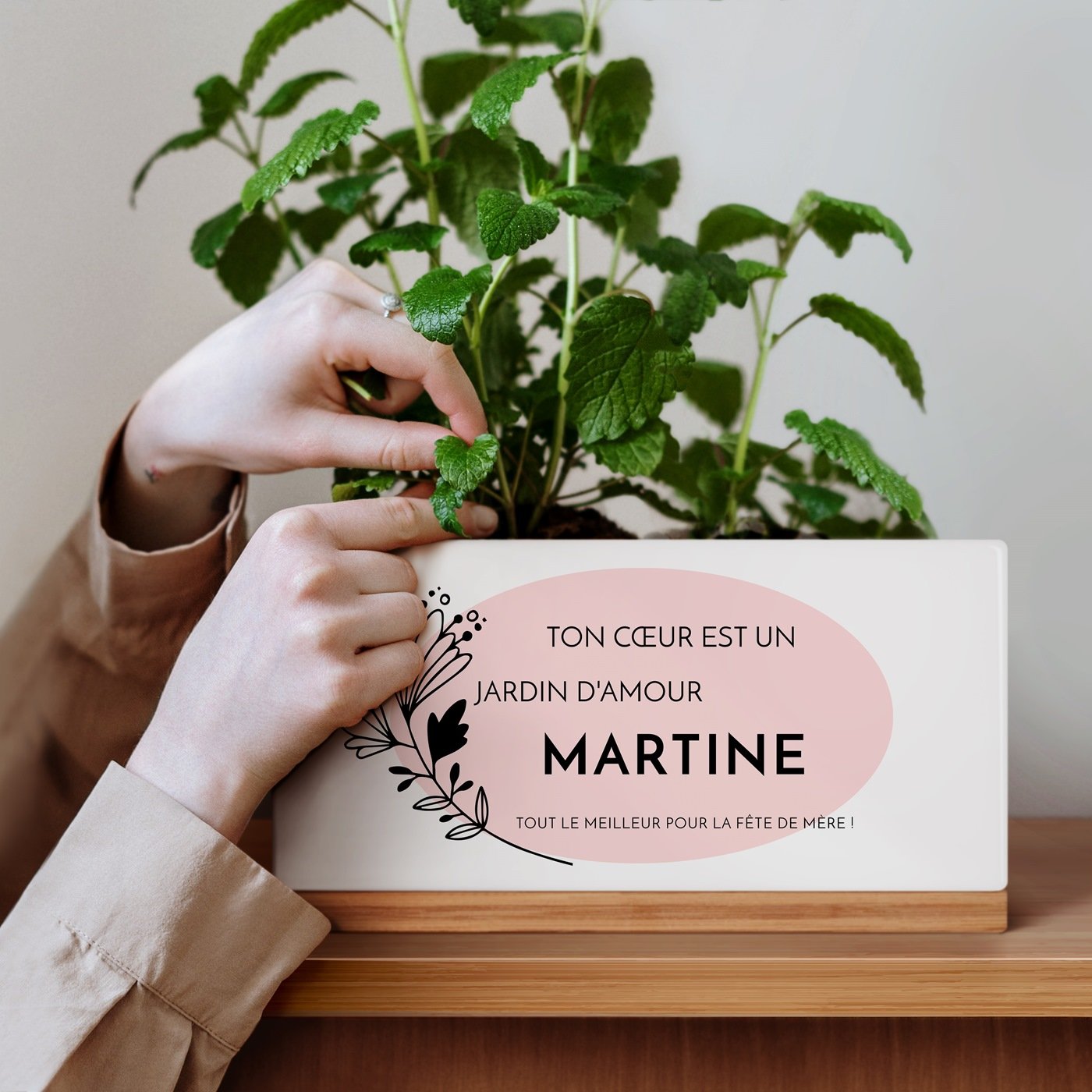 Maceta rectangular de cerámica personalizada Murrano para el Día de la Madre